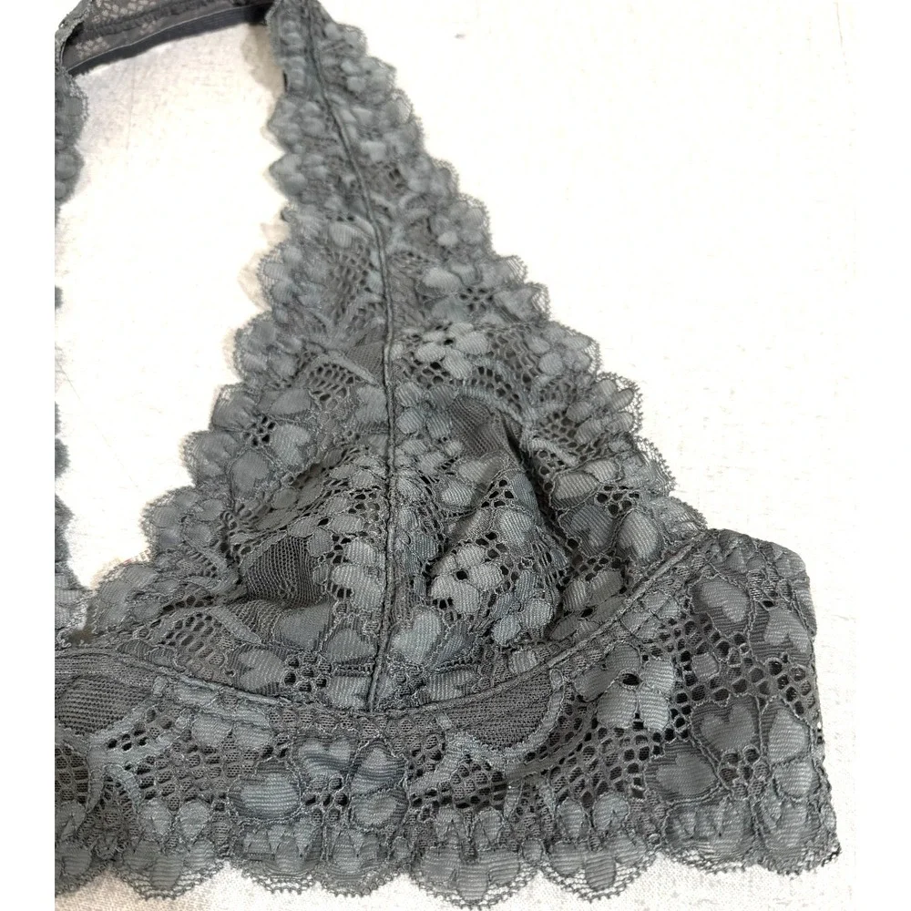 Free People Intimately Free Women's Size Medium Gray Lace Halter Bralette